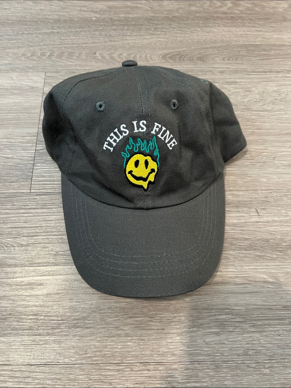 Black 'This Is Fine' Embroidered Baseball Cap